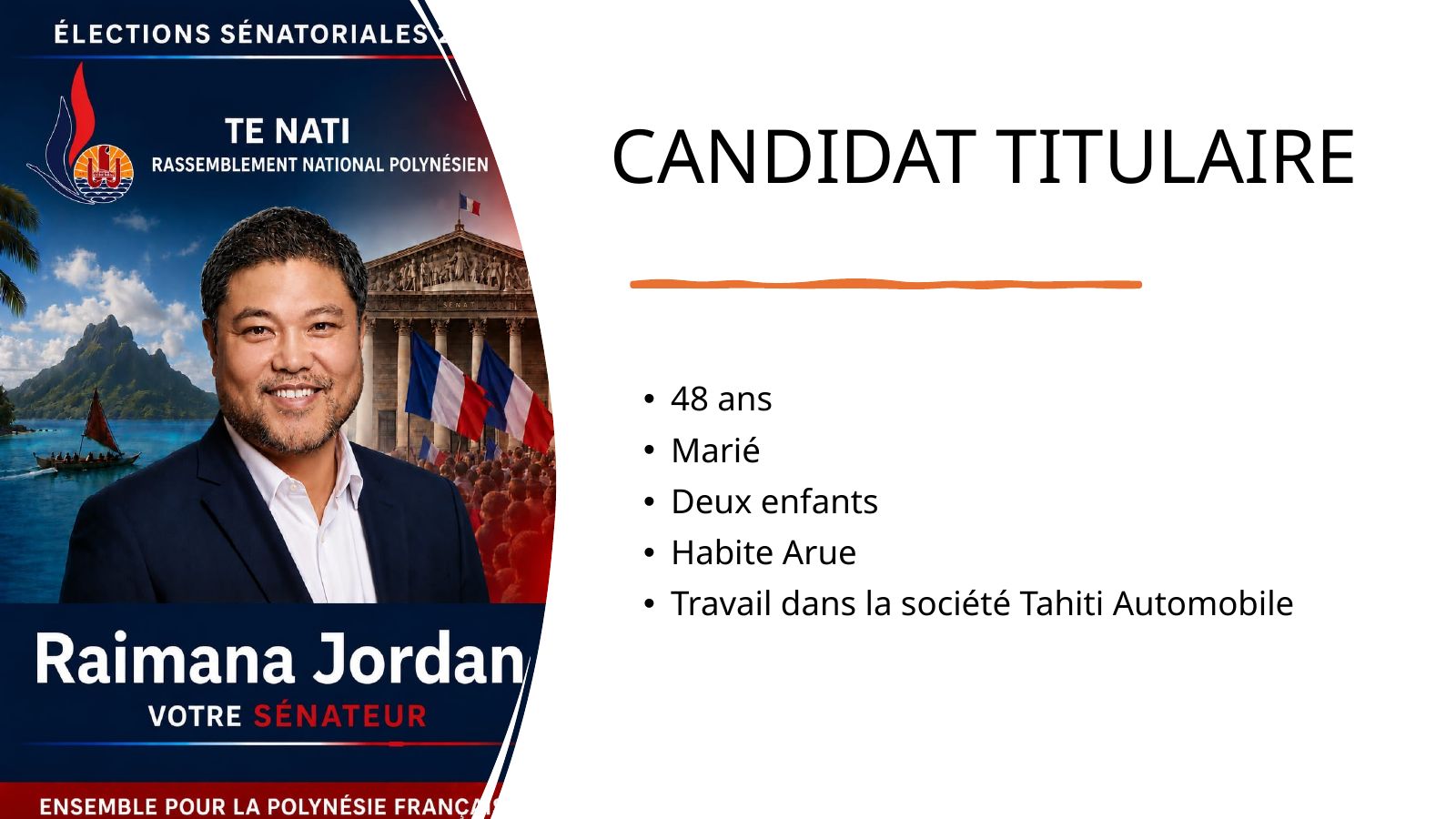 Diapo 3 : Candidat titulaire : Raimana Jordan