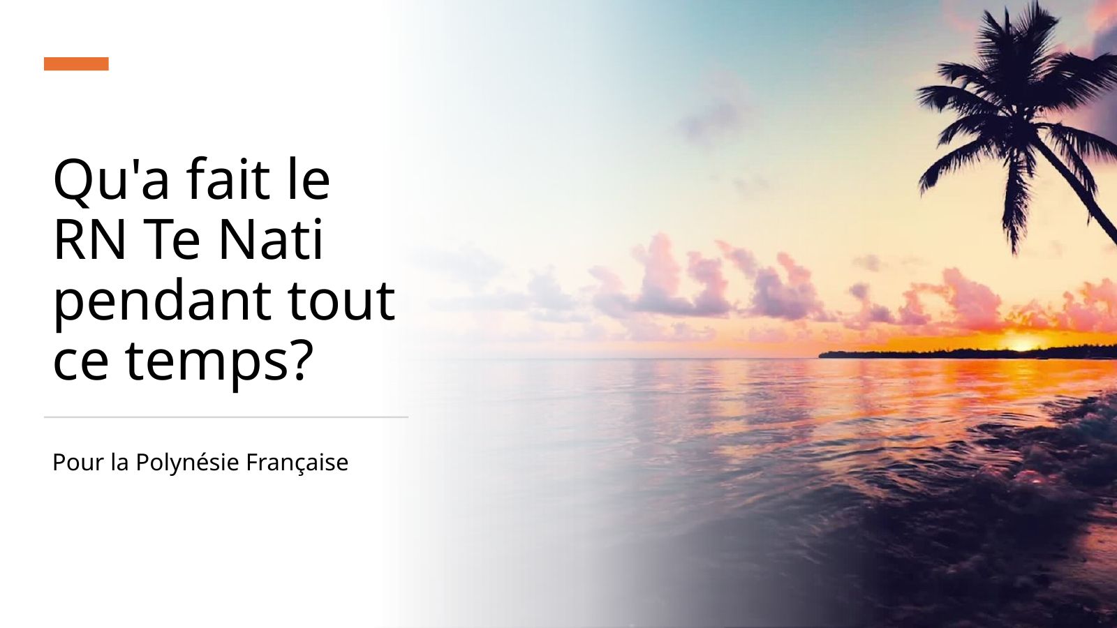Diapo 12 : Qu'a fait le RN Te Nati RNP pendant tout ce temps ?