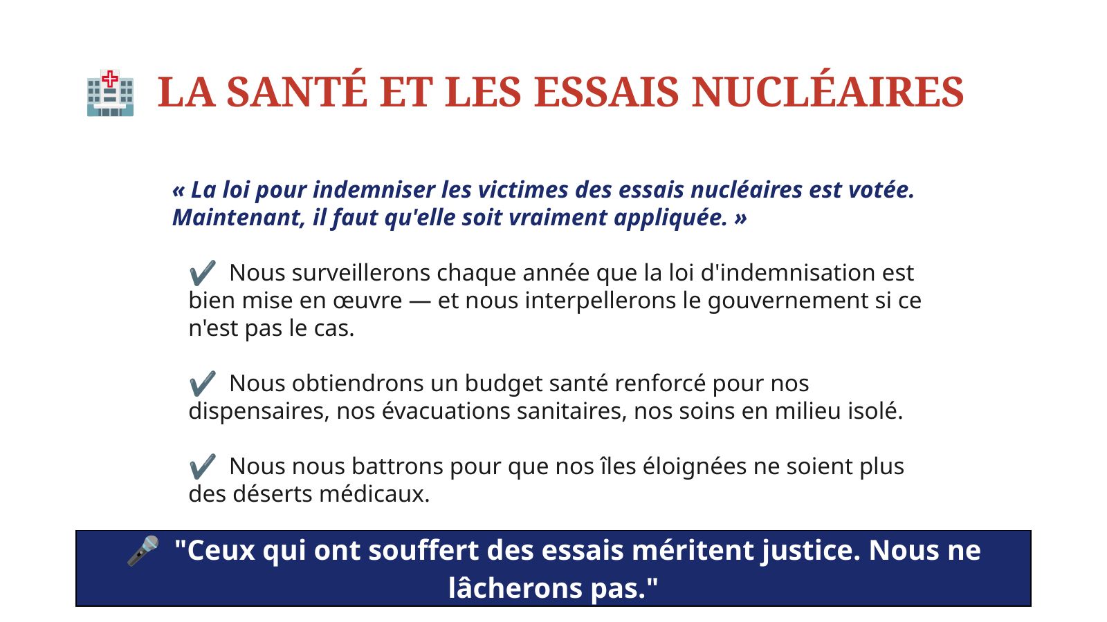 Diapo 20 : La santé et les essais nucléaires