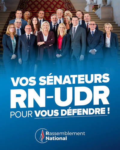 Affiche du Rassemblement National : vos sénateurs RN-UDR pour vous défendre